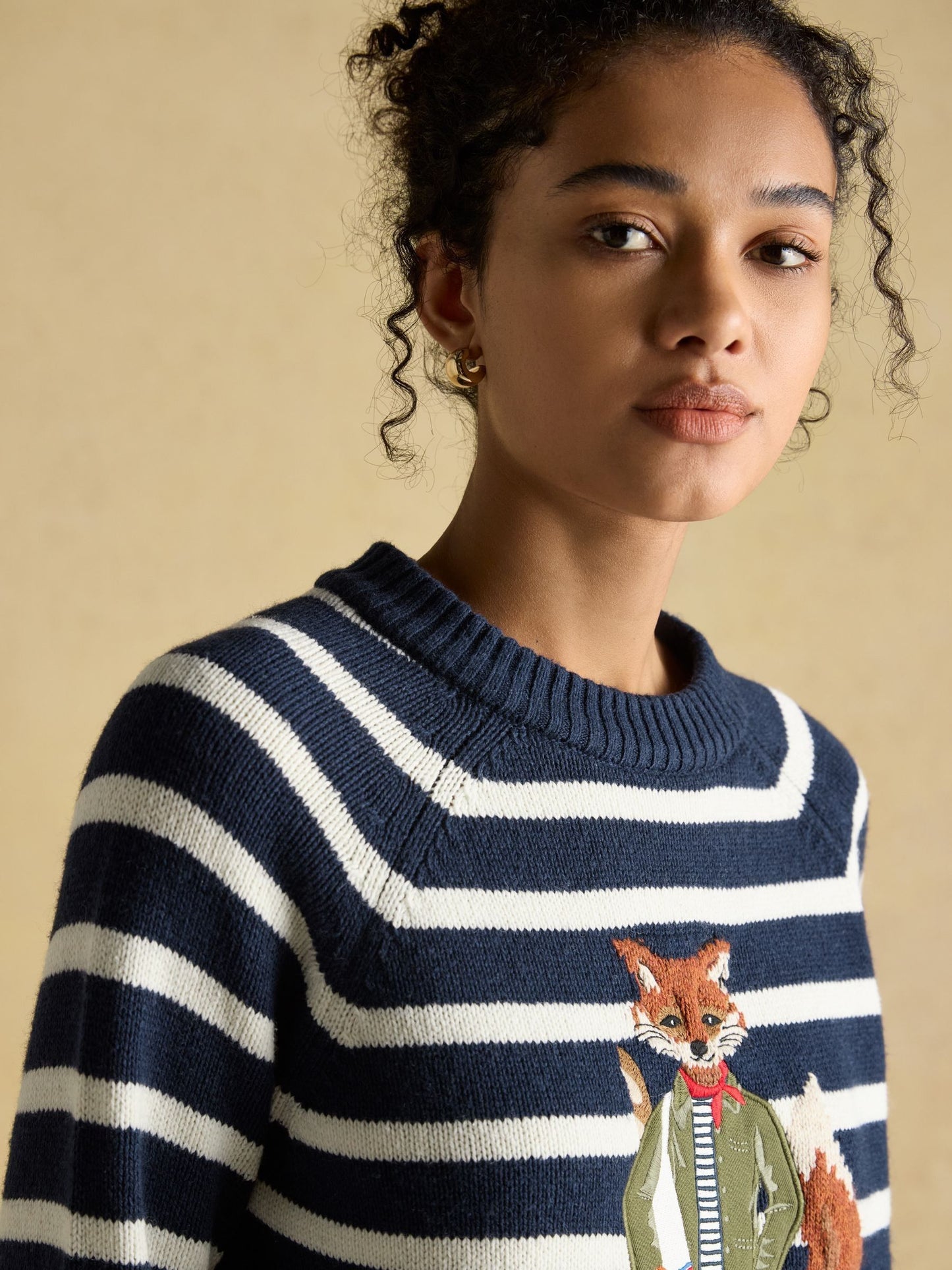 Jonty Striped Crew Neck Intarsia Jumper