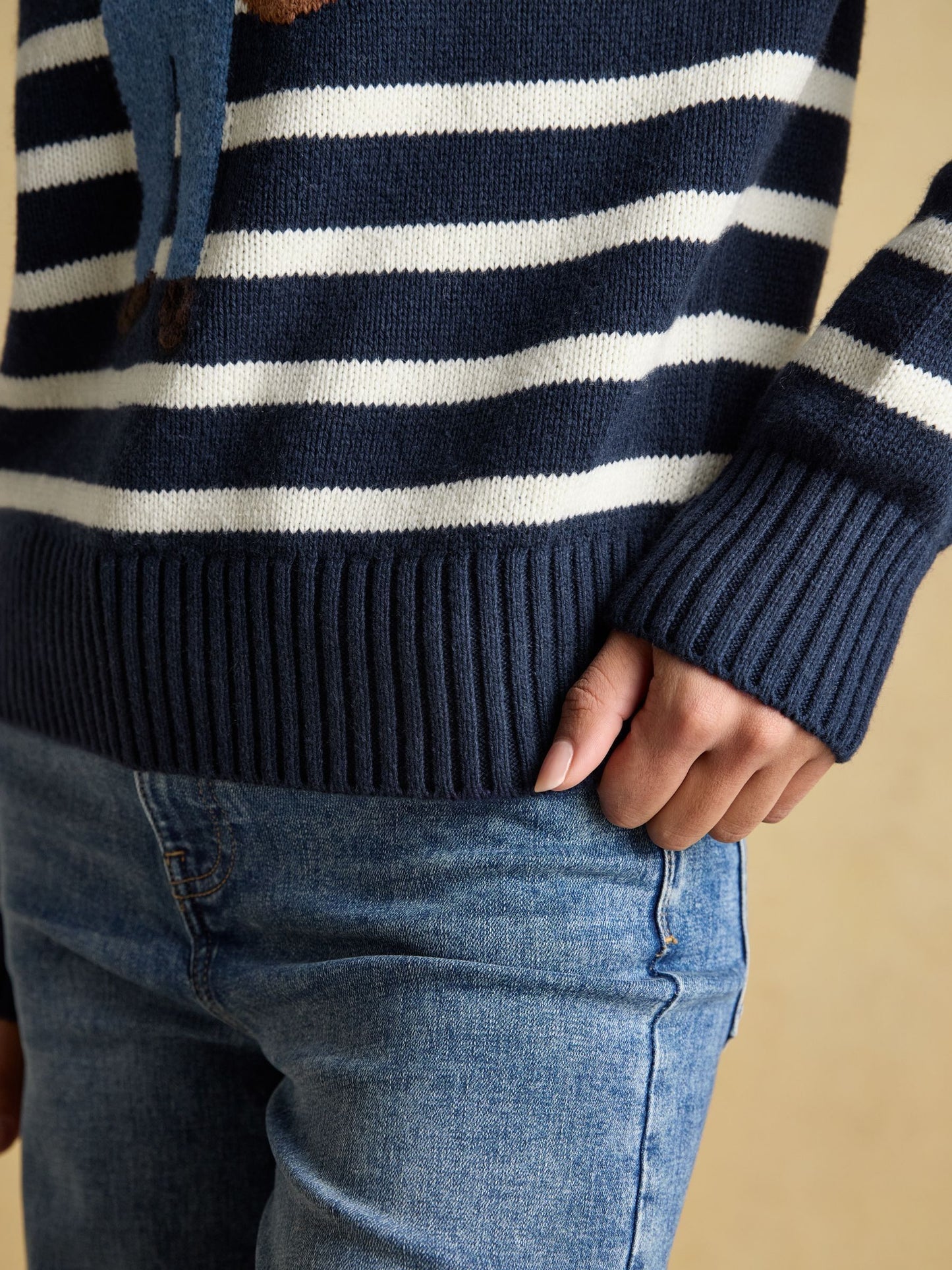Jonty Striped Crew Neck Intarsia Jumper