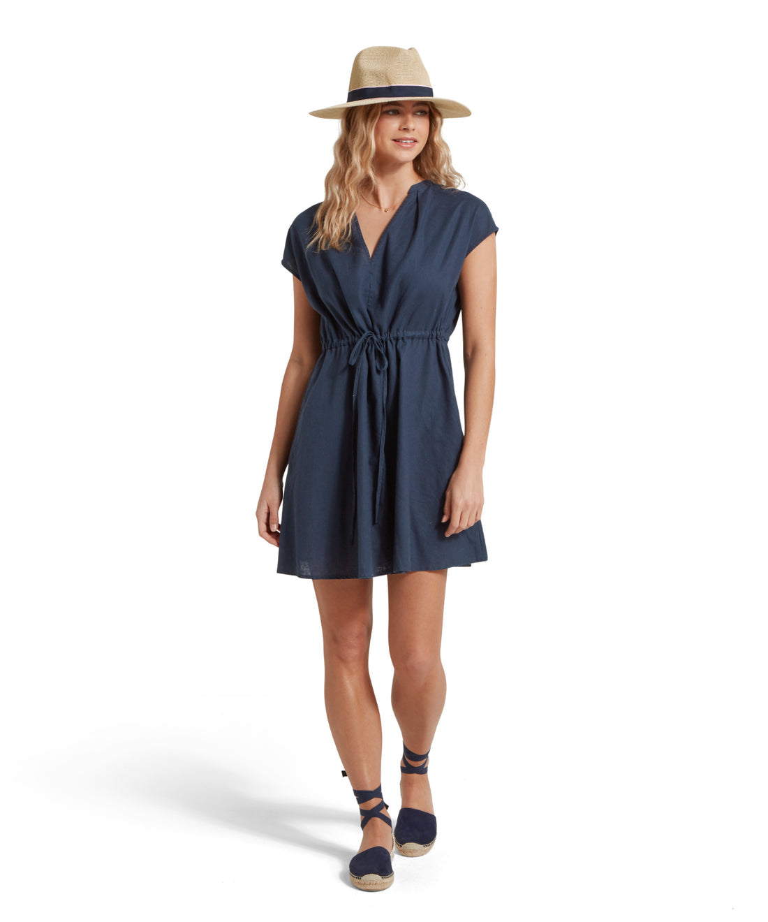 Camellia Linen Dress Dark Blueberry