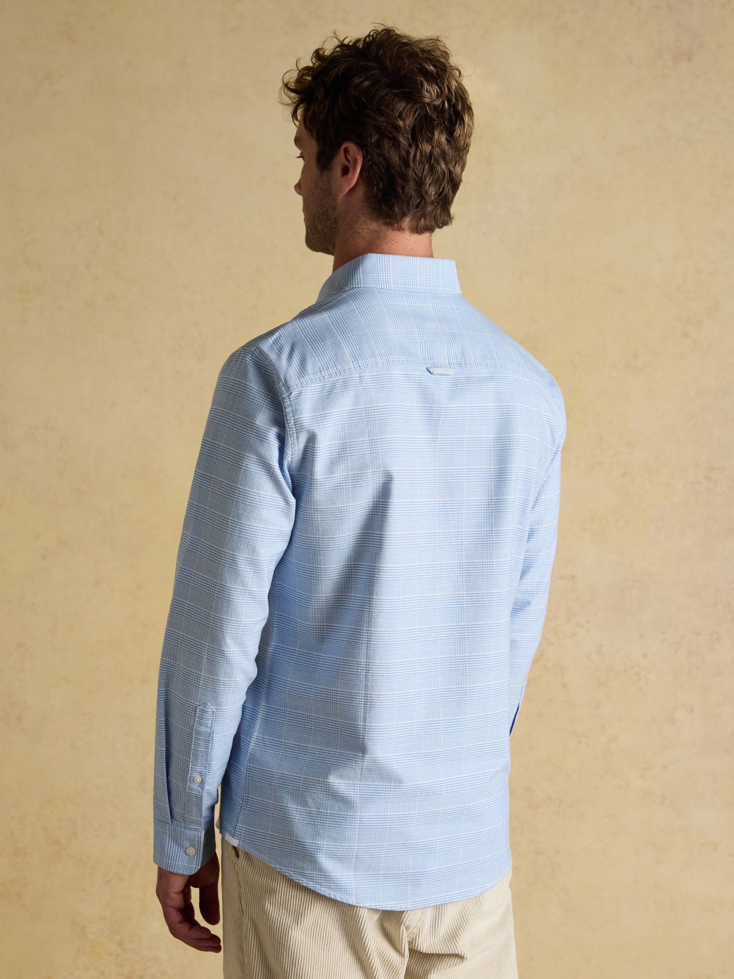 Classic Fit Light Blue Check Long Sleeve Cotton Oxford Shirt