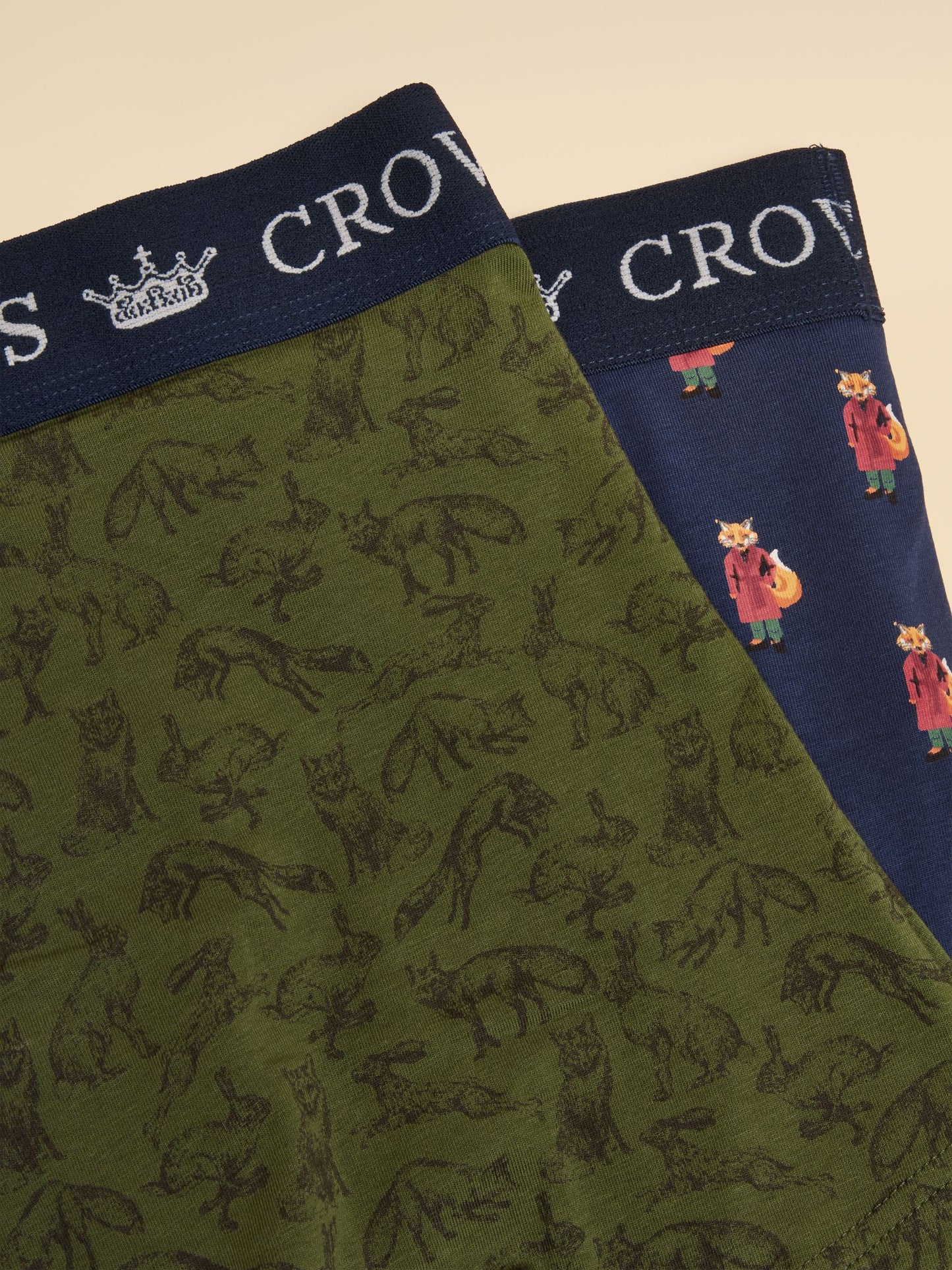 No Fox Given Green/Navy Cotton Jersey Boxer Shorts 2 pack