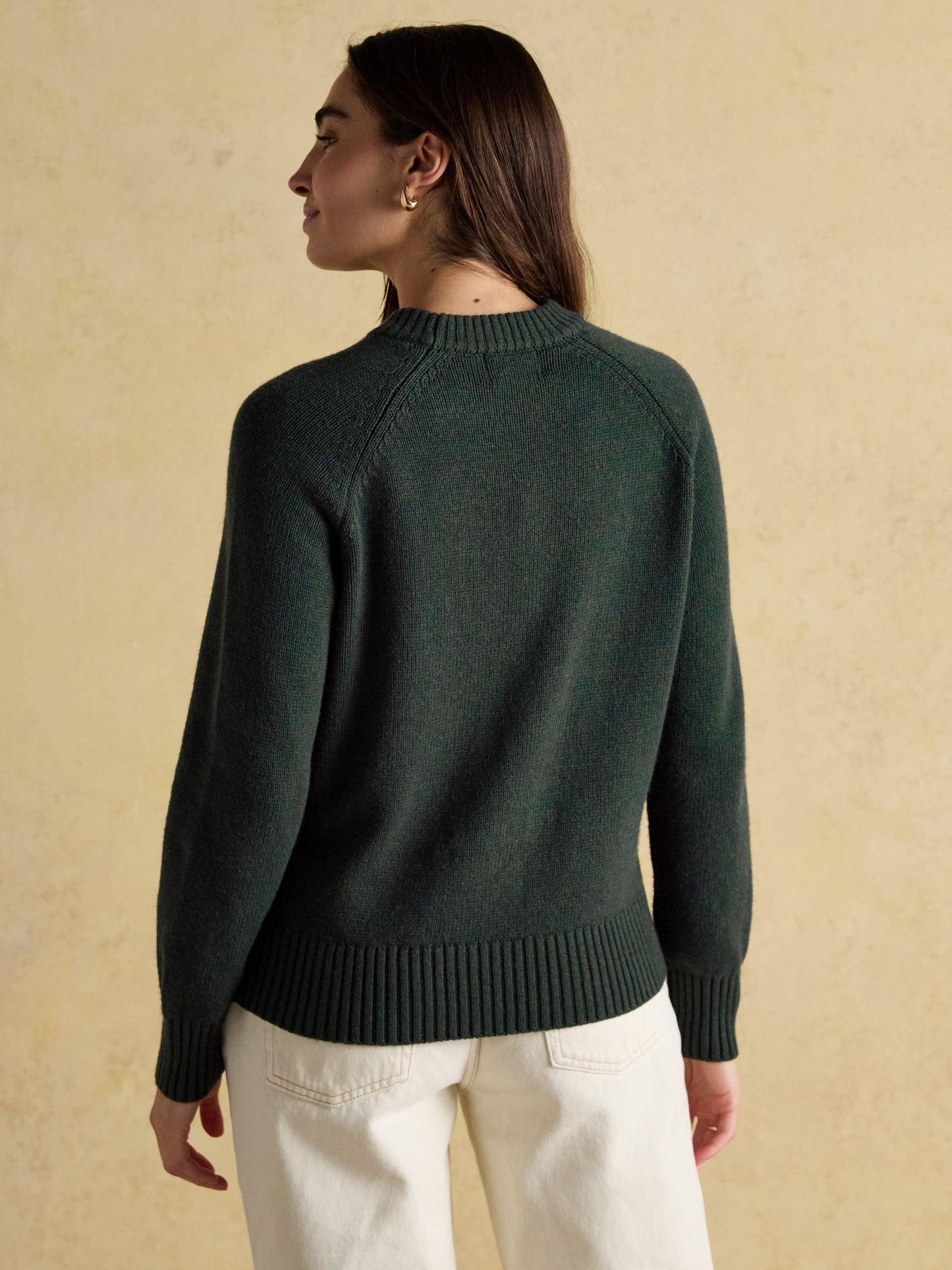 Jonty Green Intarsia Cotton-Rich Crew Neck Jumper