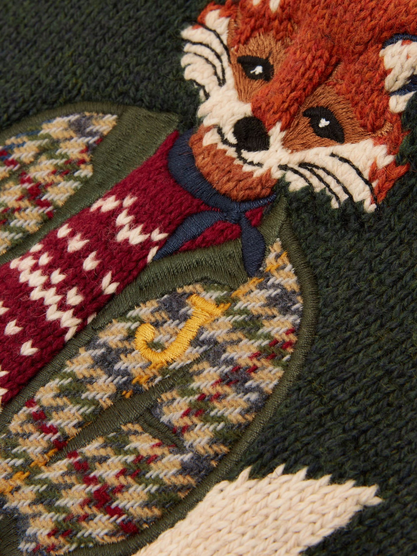 Jonty Green Intarsia Cotton-Rich Crew Neck Jumper