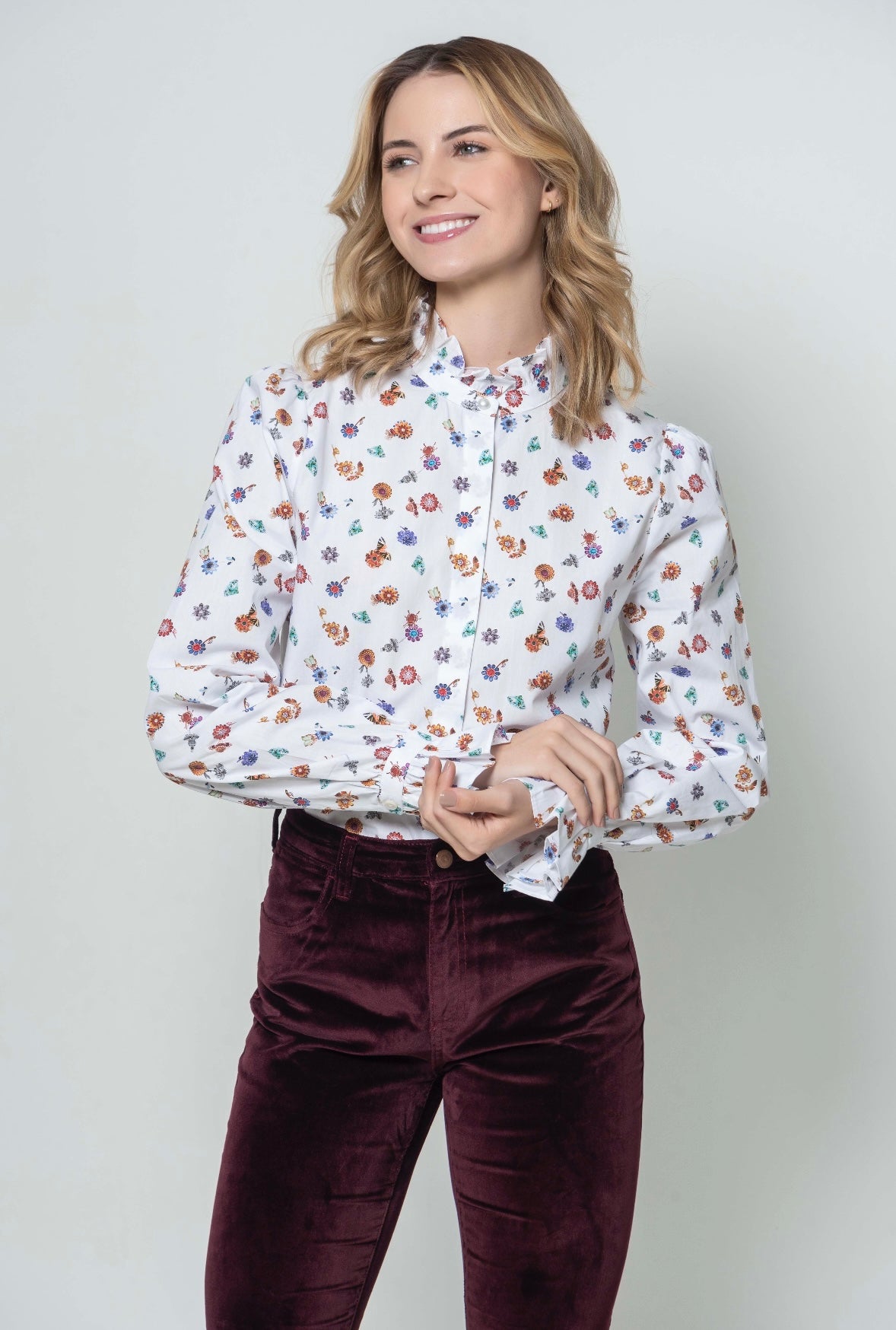 New Malu Jewellery Flowers Blouse