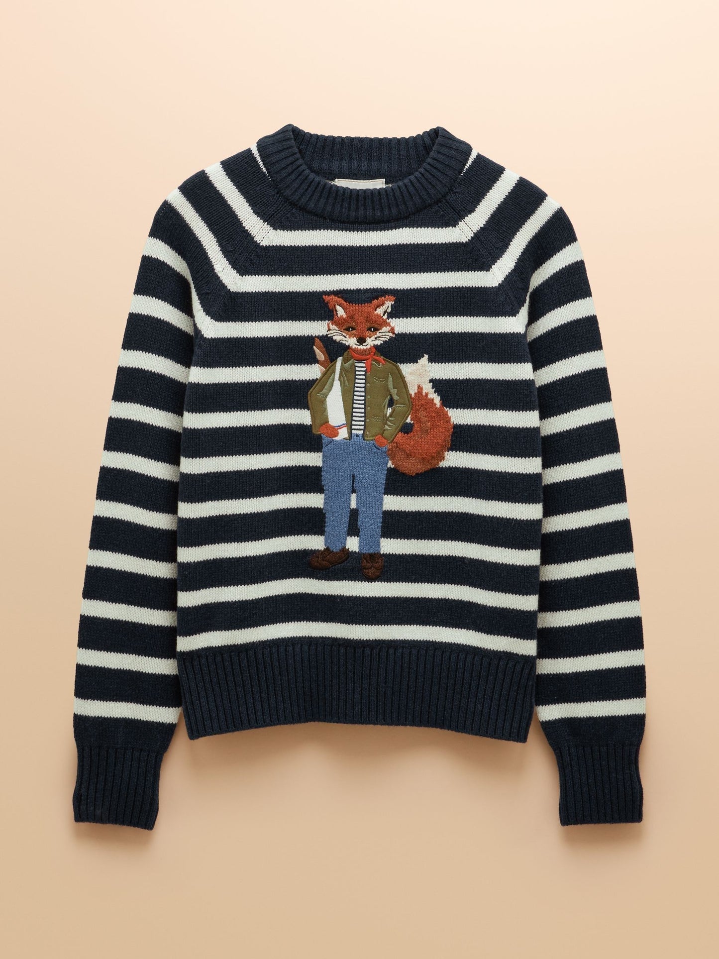 Jonty Striped Crew Neck Intarsia Jumper