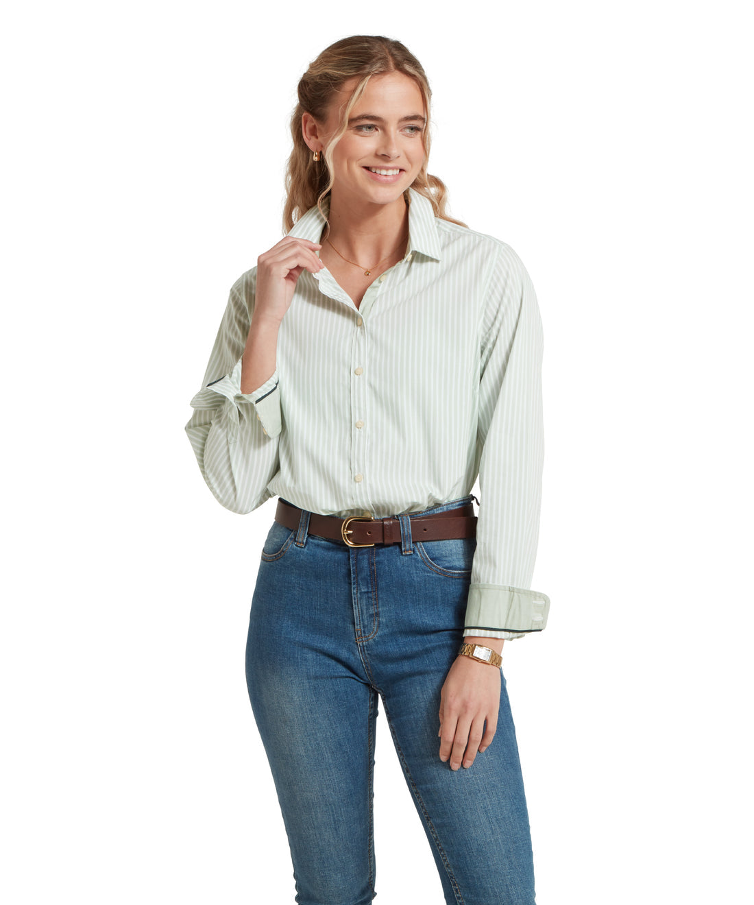 Holme Stripped Shirt Aqua Grey