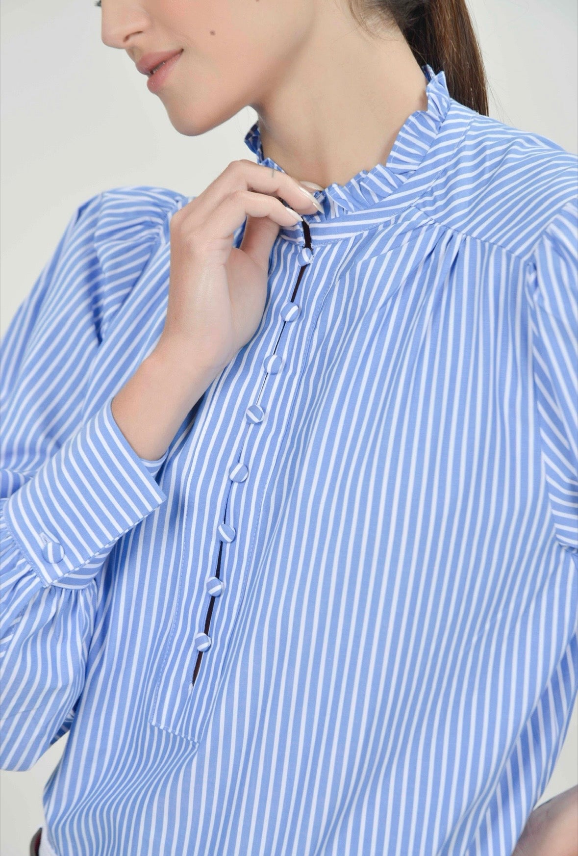 Serafine Blue Stripe Blouse