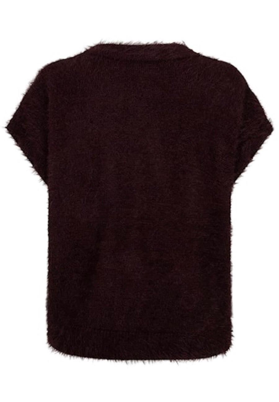 Sleeveless fuzzy Burgandy