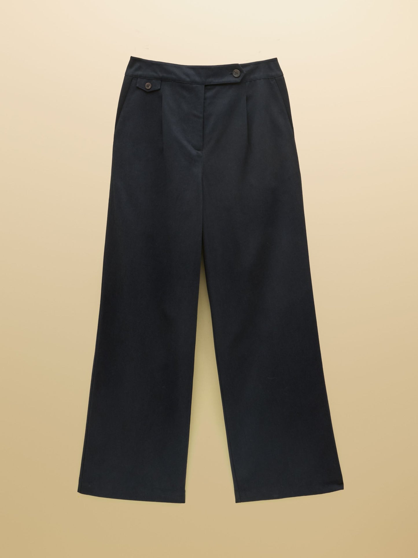 Navy High Rise Wide Leg Smart Trouser