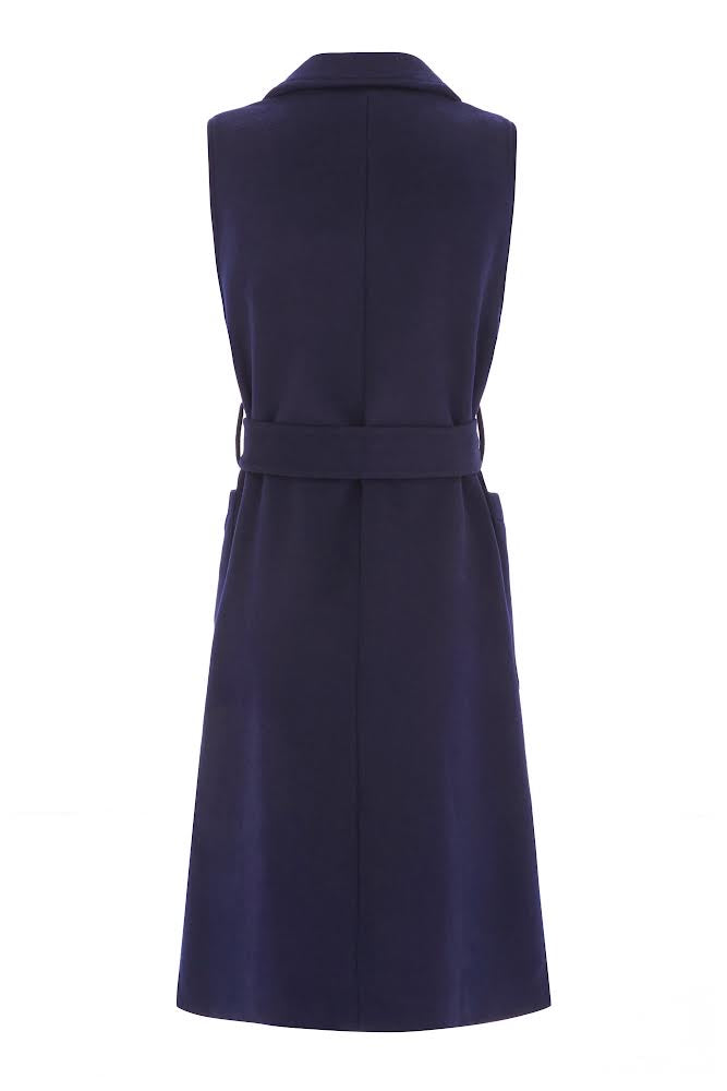 The Knightsbridge Sleeveless Double Breasted Cashmere Coat Navy