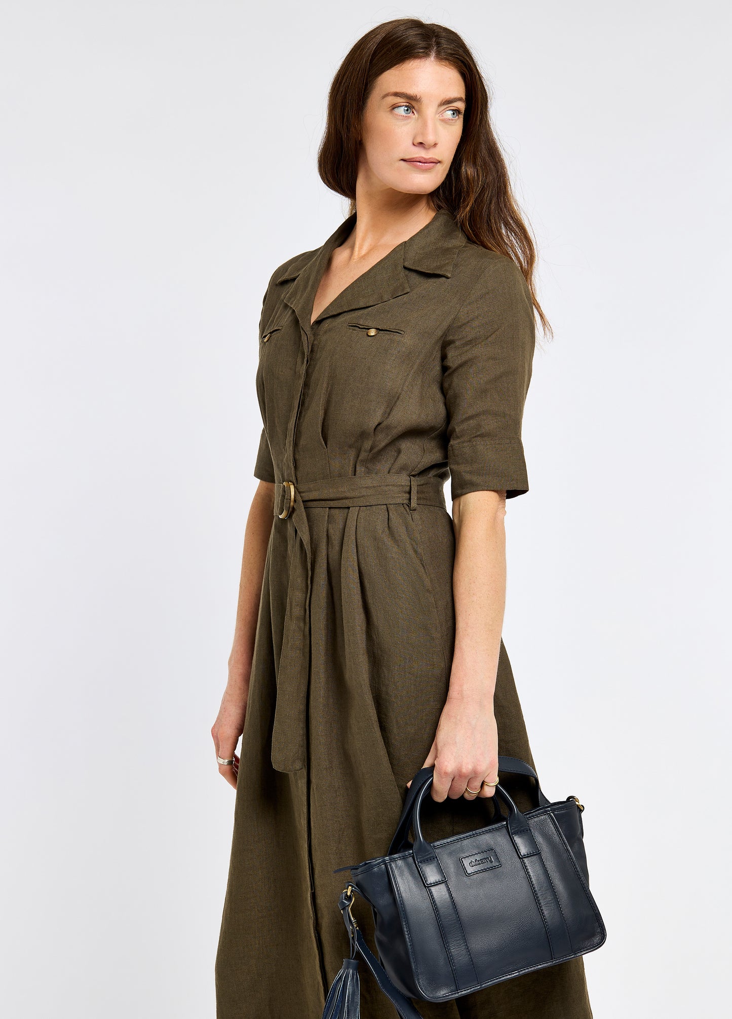 Ramelton Medium Size Leather Handbag - Navy