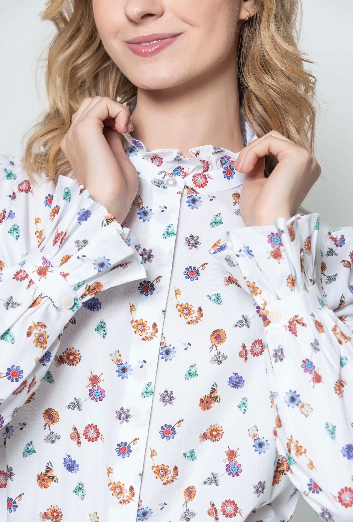 New Malu Jewellery Flowers Blouse