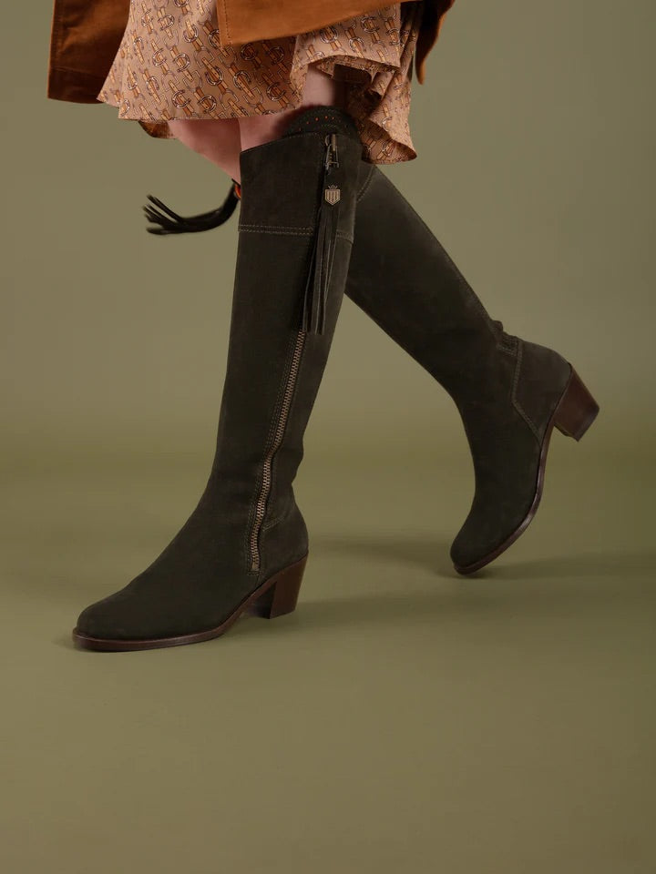 The Heeled Regina, Women’s Tall Boot - Moss Green, Regular Fit