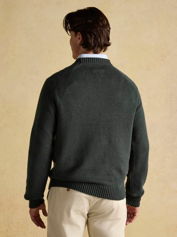Jonty Green Intarsia Crew Knit Jumper