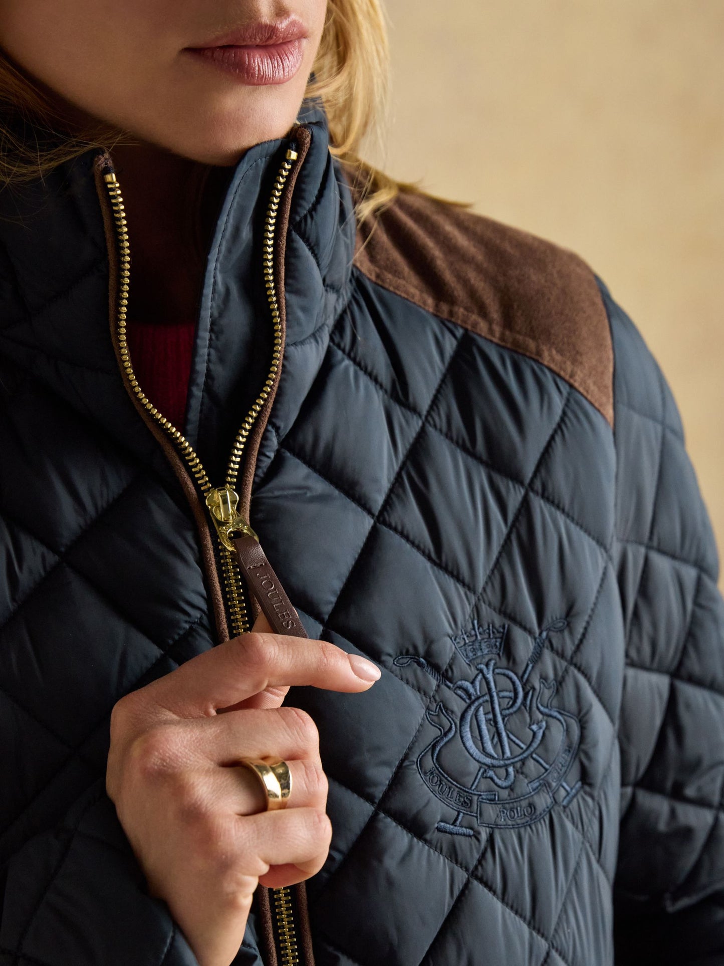 Braemar Luxe Navy Blue Showerproof Diamond Quilted Coat