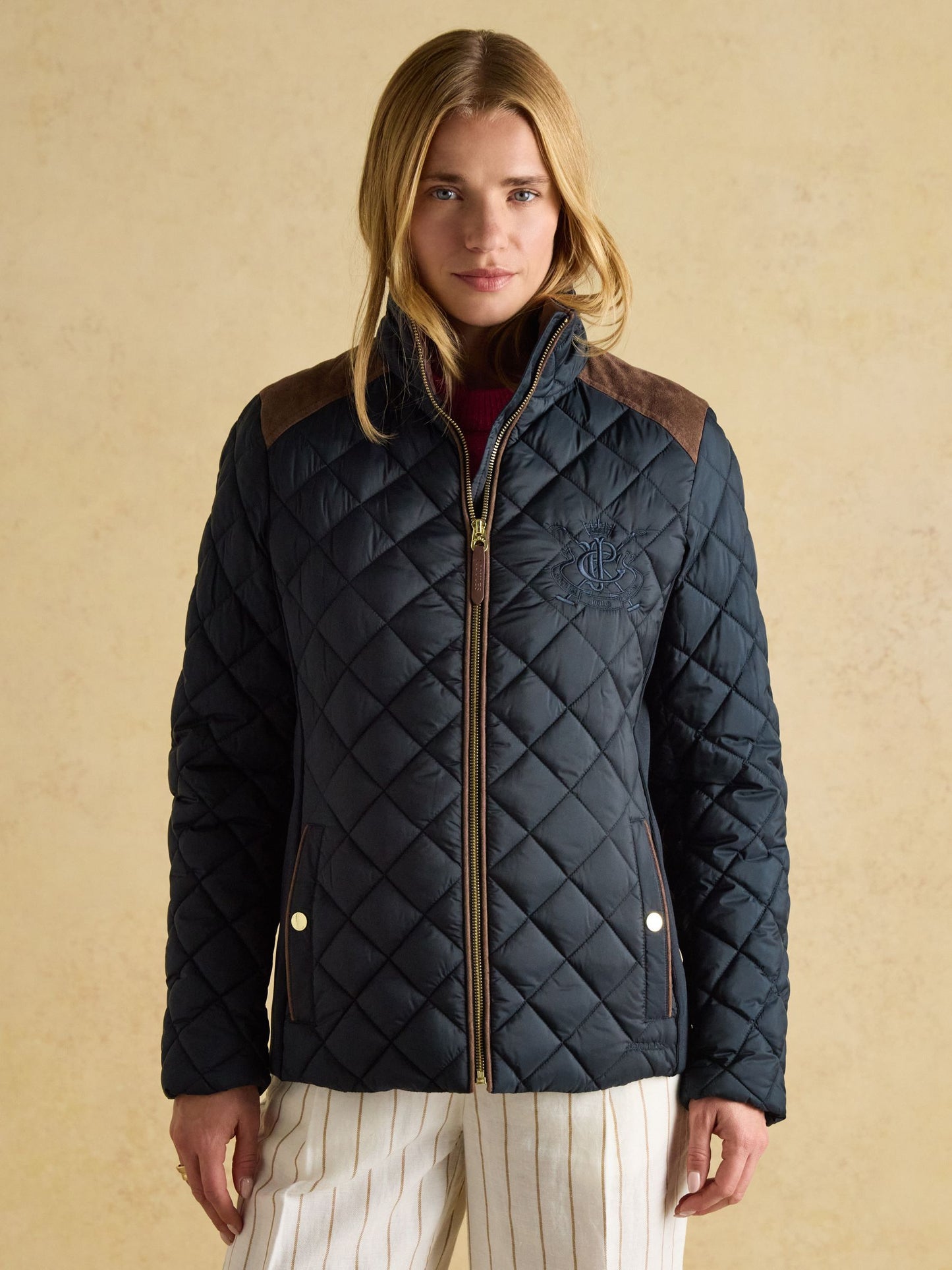 Braemar Luxe Navy Blue Showerproof Diamond Quilted Coat