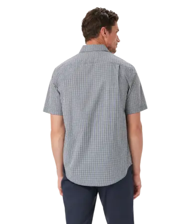 Poplin Navy Check Short Sleeved Shirt
