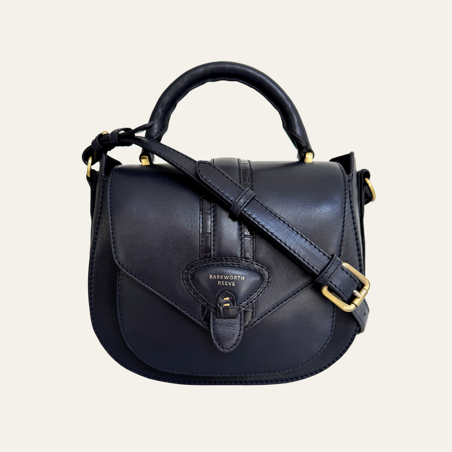 Belton Navy Leather Saddle Bag