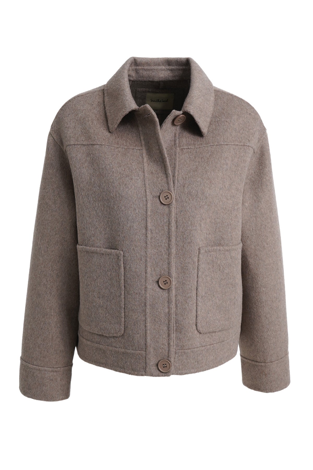 Wool Blended Short Jacket Taupe