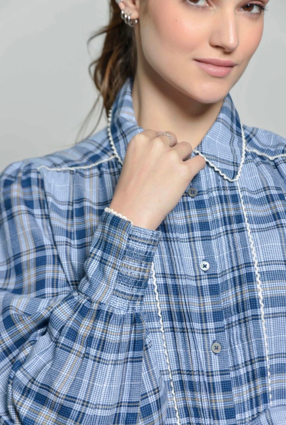 Mariella Blue Check Blouse