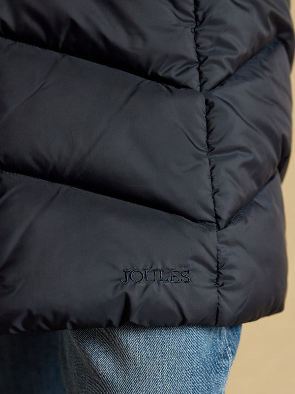 Pembury Navy Longline Showerproof Padded Gilet with Hood