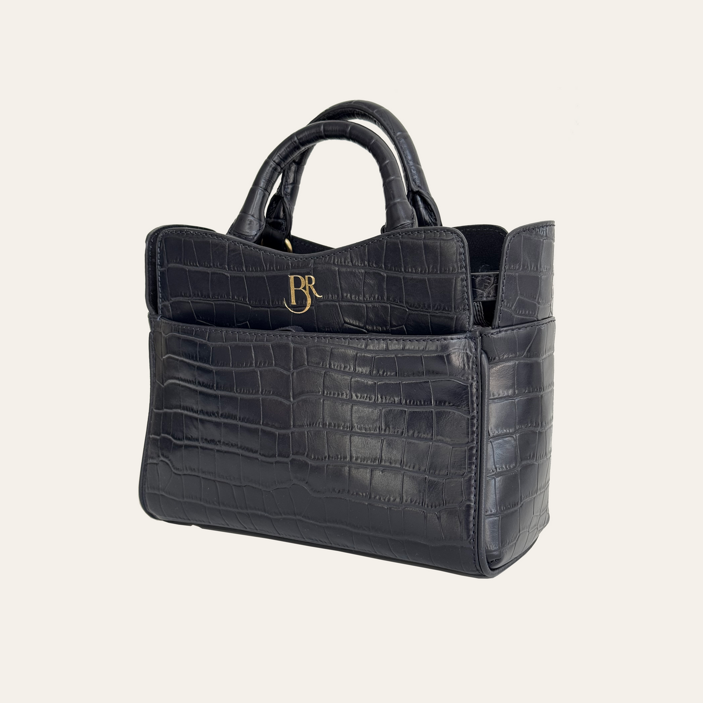 Ambridge Navy Croc Leather Handheld Bag