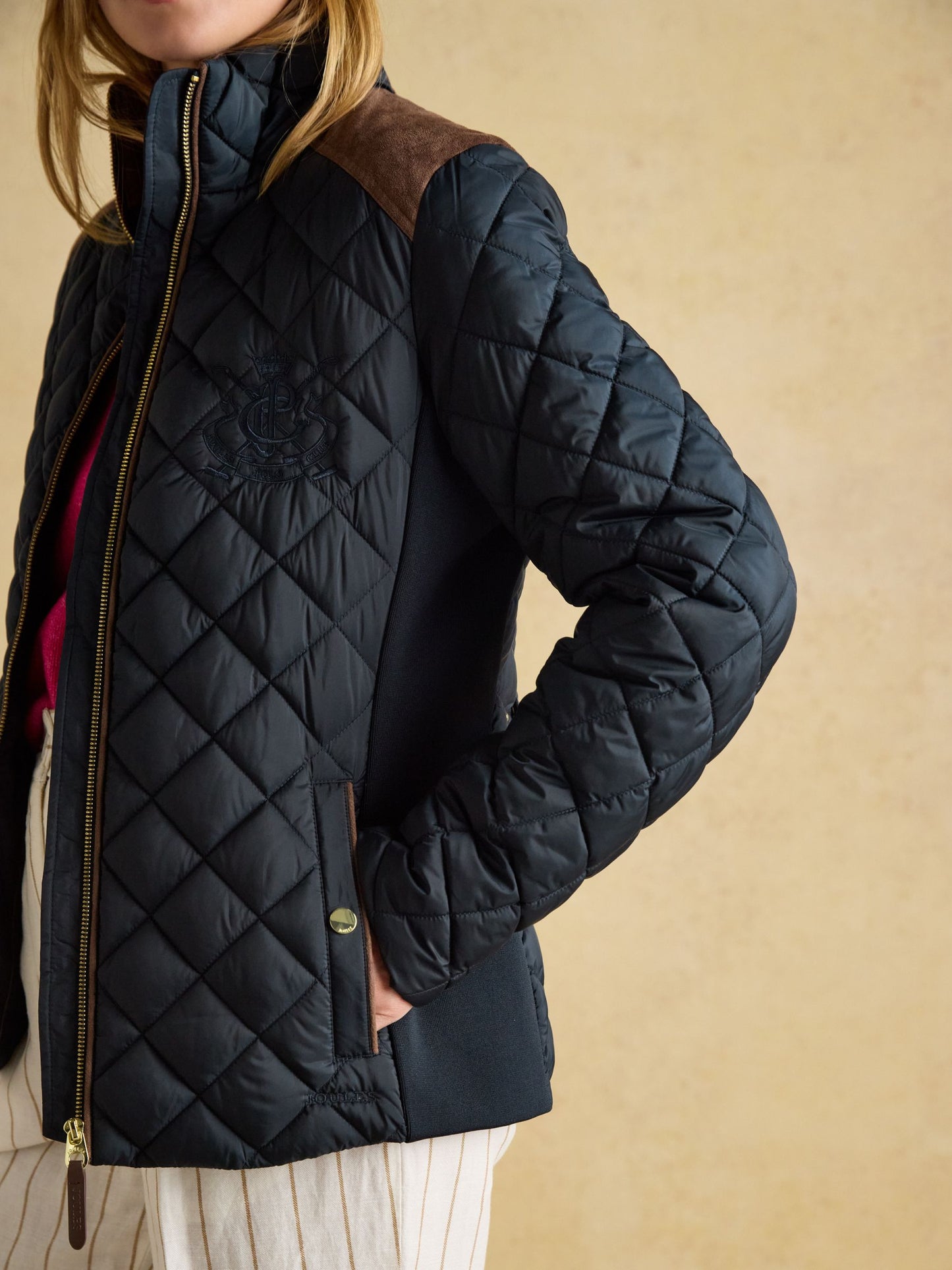 Braemar Luxe Navy Blue Showerproof Diamond Quilted Coat