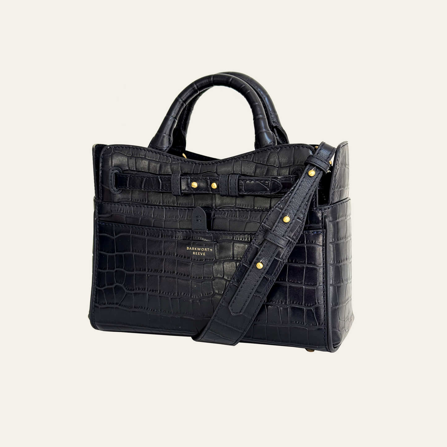 Ambridge Navy Croc Leather Handheld Bag