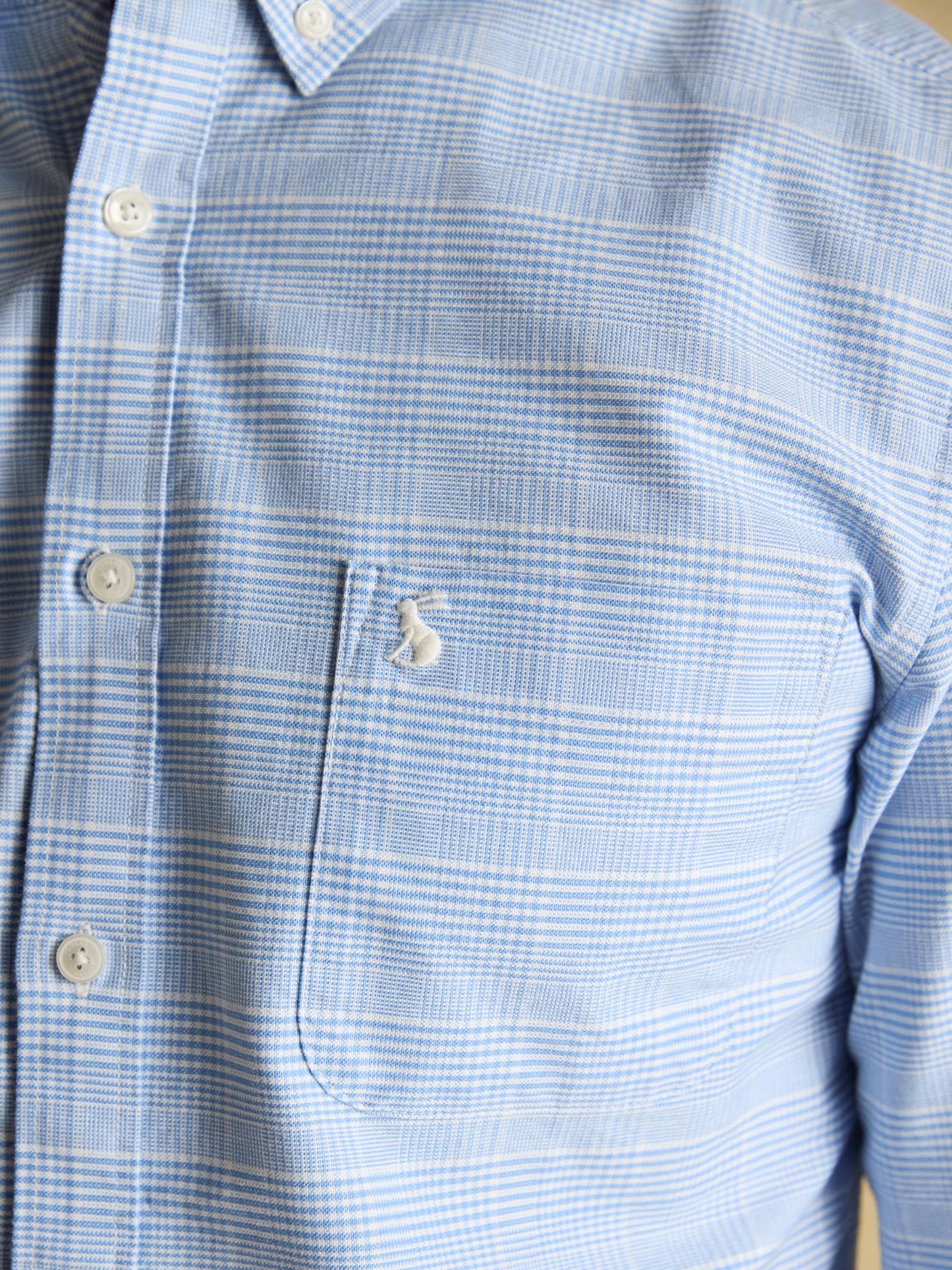 Classic Fit Light Blue Check Long Sleeve Cotton Oxford Shirt