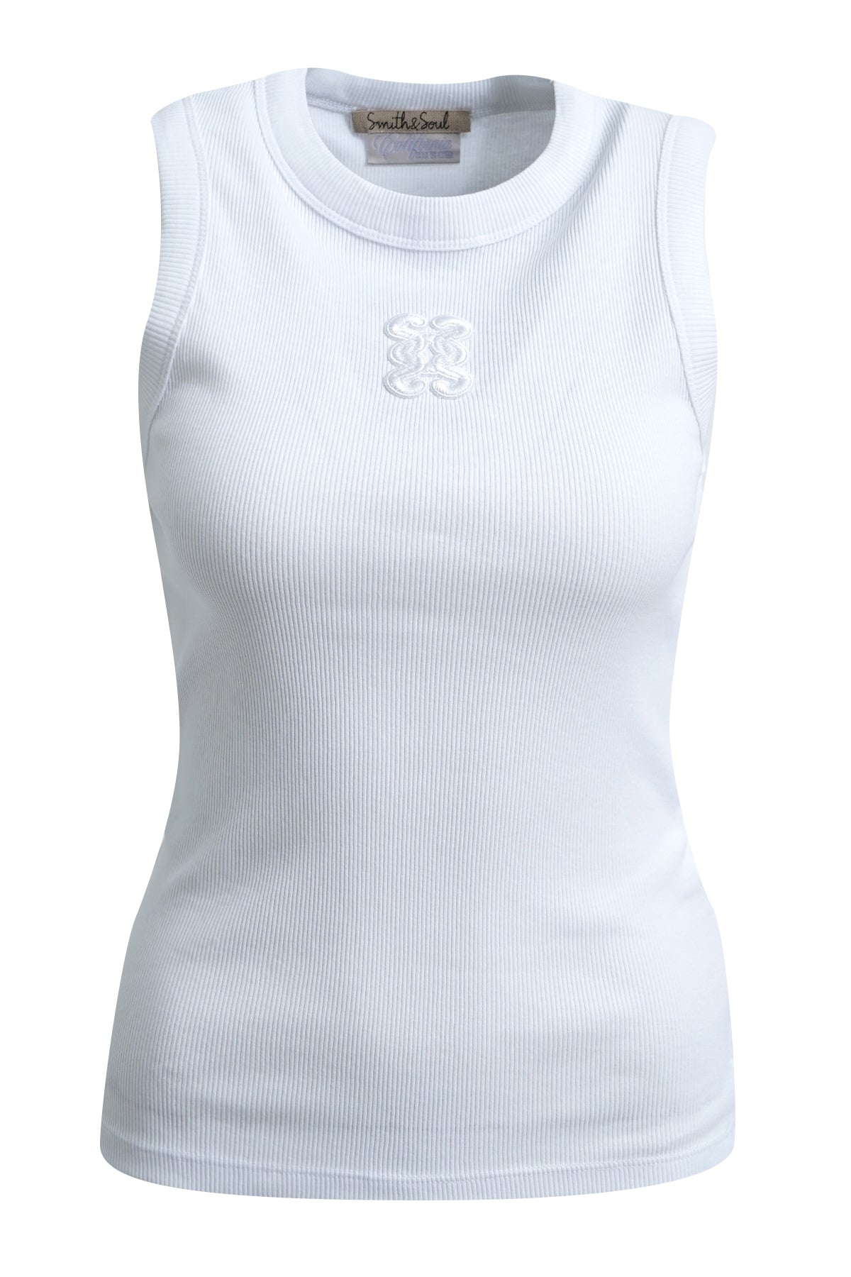 Fitted Rib Tanktop Angram Contrast White