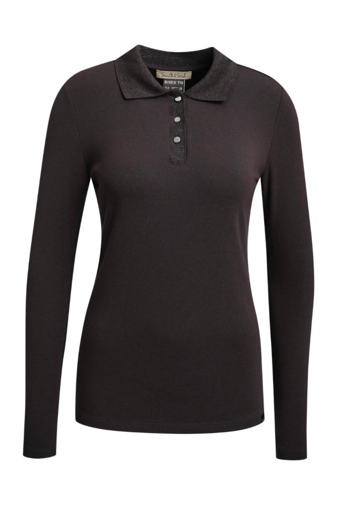 Fitted Polo Longsleeve Dark Chocolate