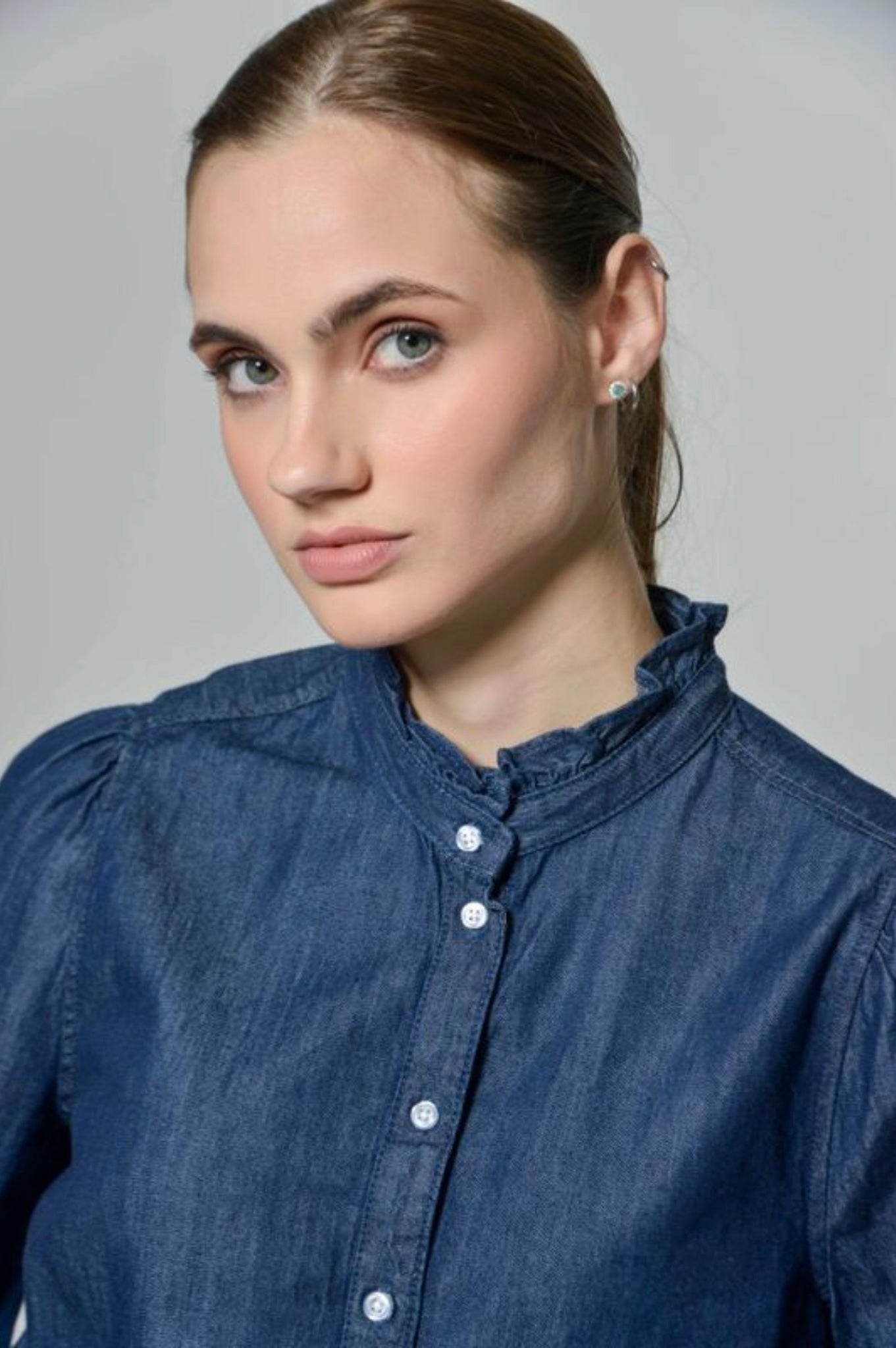 Abbey Denim Frill Blouse