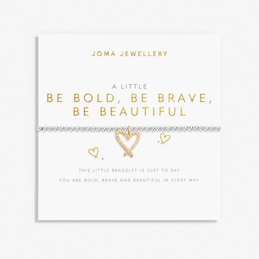 A Little 'Be Bold Be Brave Be Beautiful' Bracelet In Silver And Gold Plating