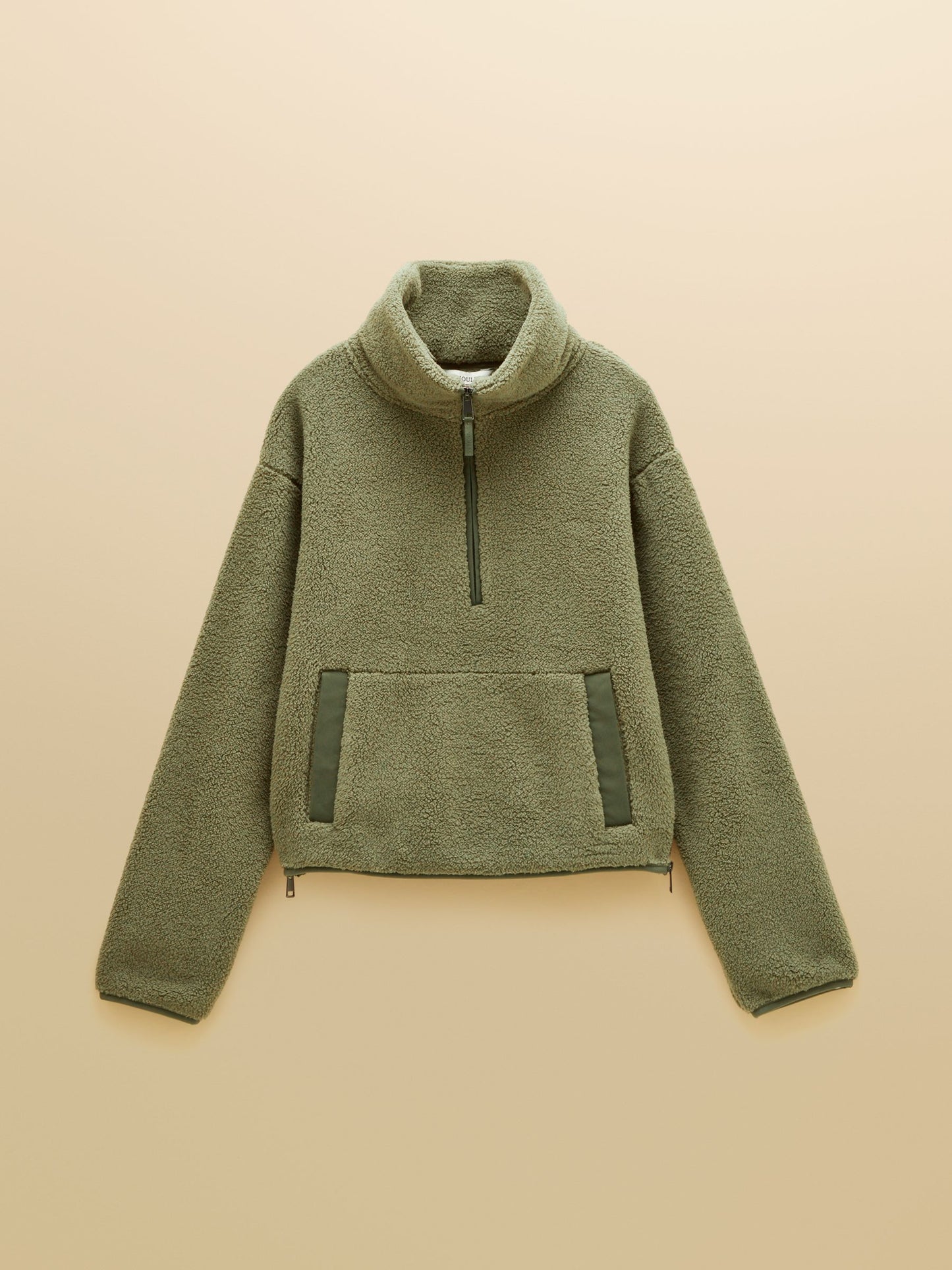Olive Green Cropped Quarter Zip Fleece