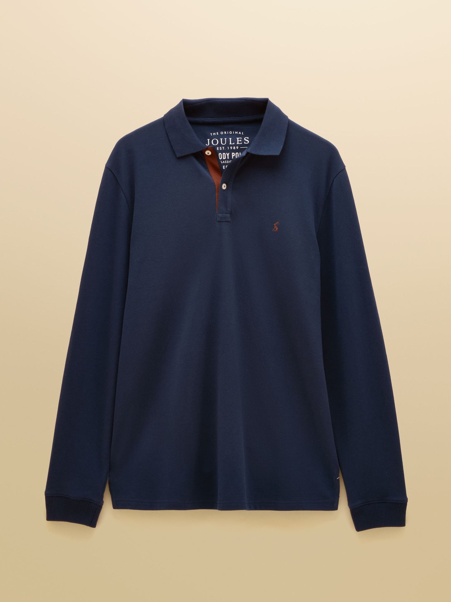 Navy Long Sleeve Cotton Pique Polo Shirt