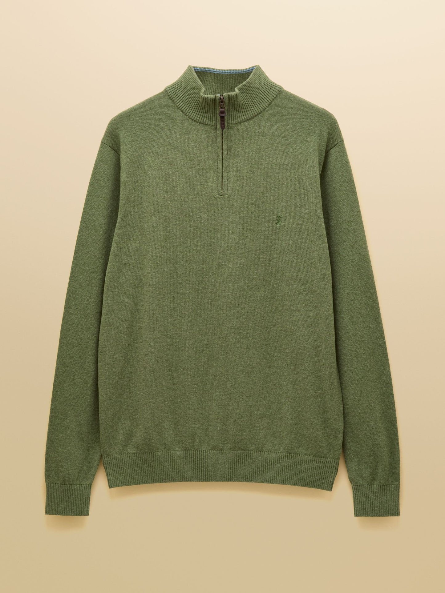 Hillside Khaki Green Quarter Zip Knitted Jumper