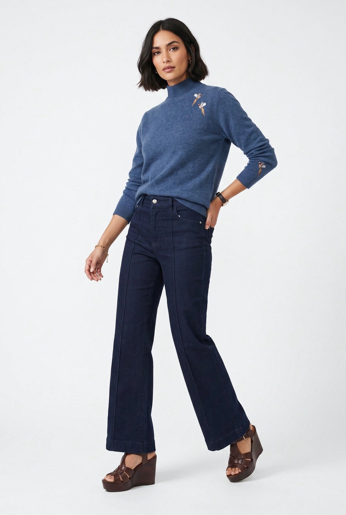 Adele Blue Denim Pheasants
