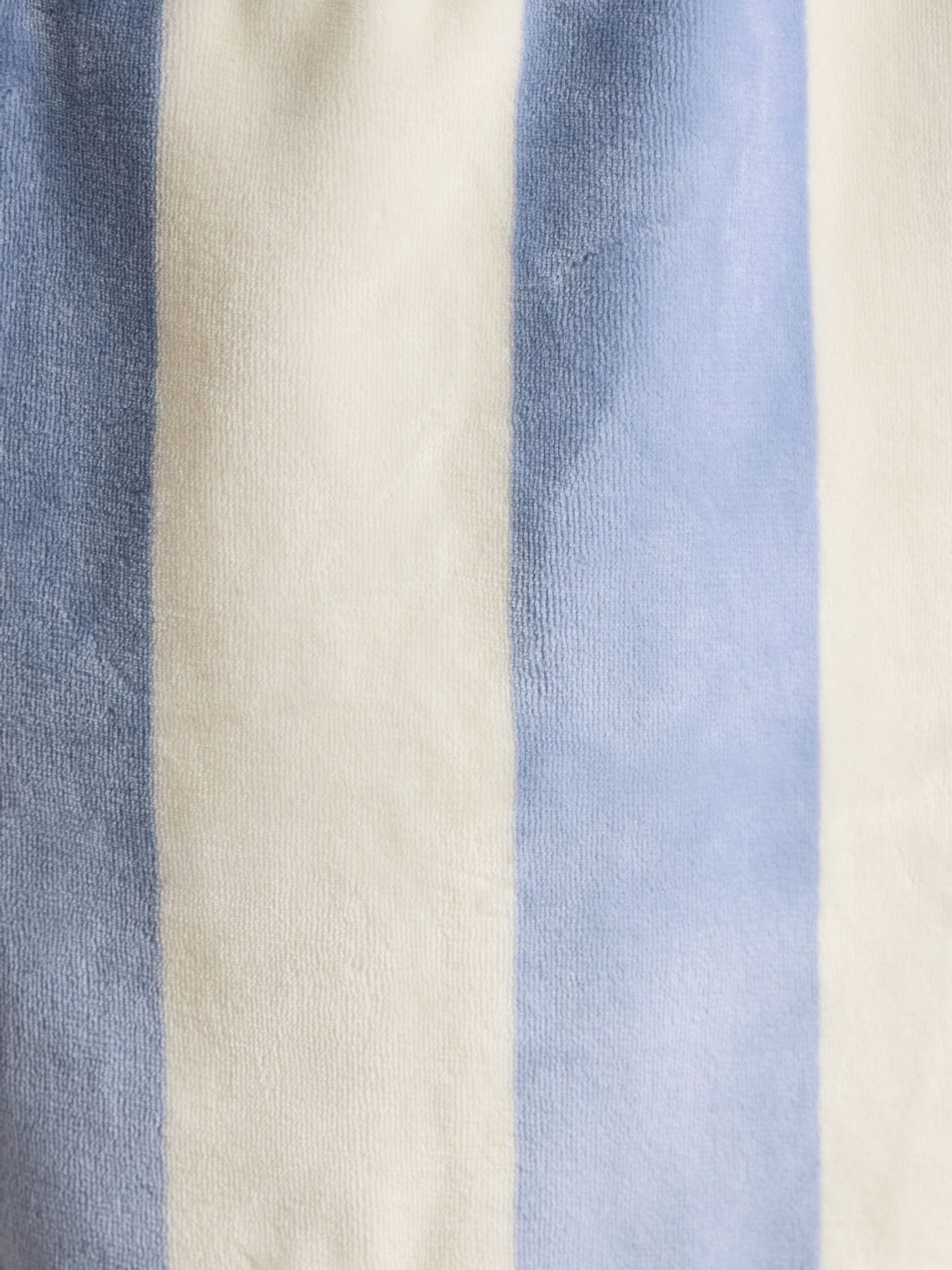 Luna Cream/Blue Stripe Fleece Dressing Gown with Hood