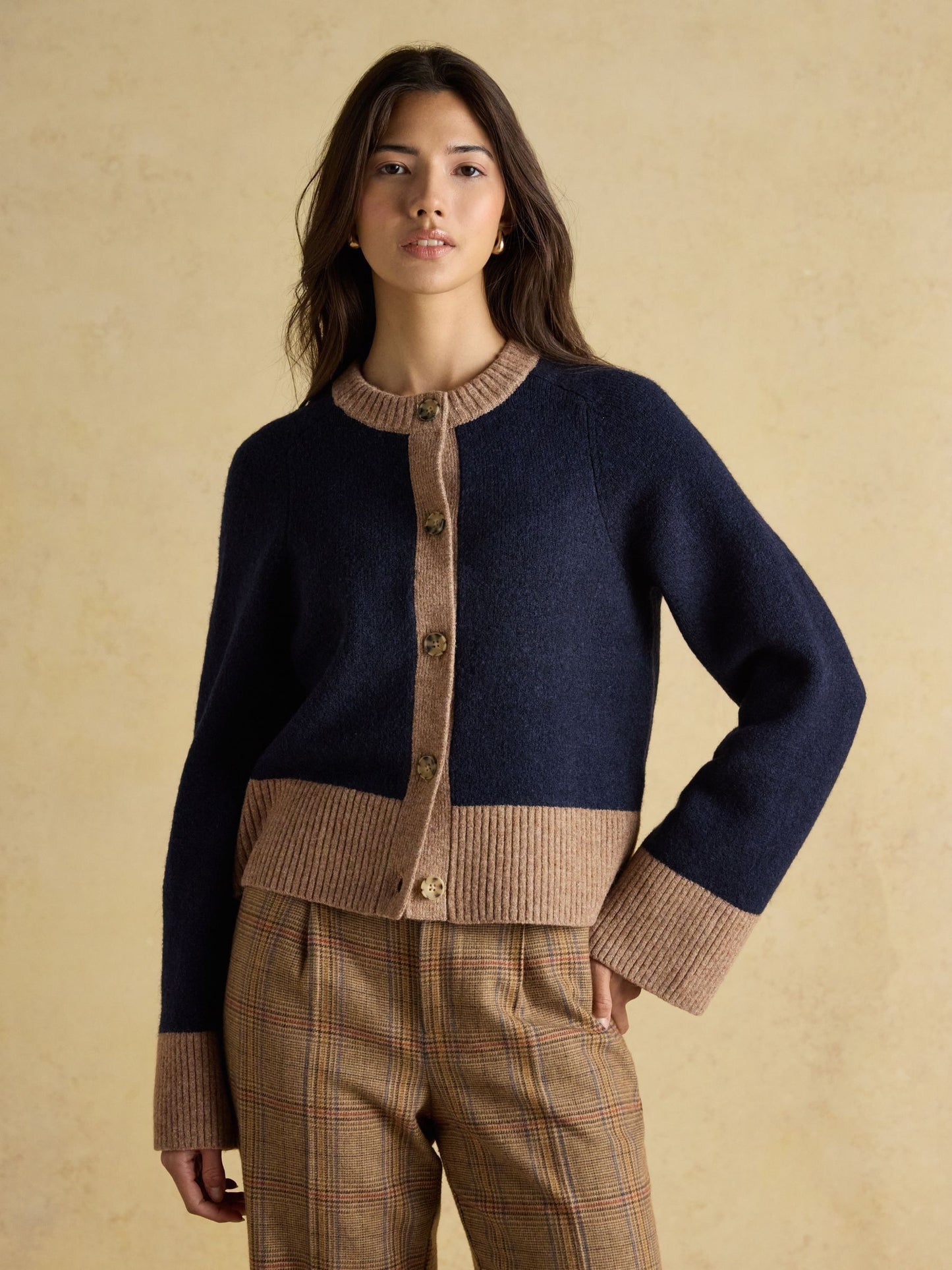 Nora Navy/Tan Knitted Cardigan