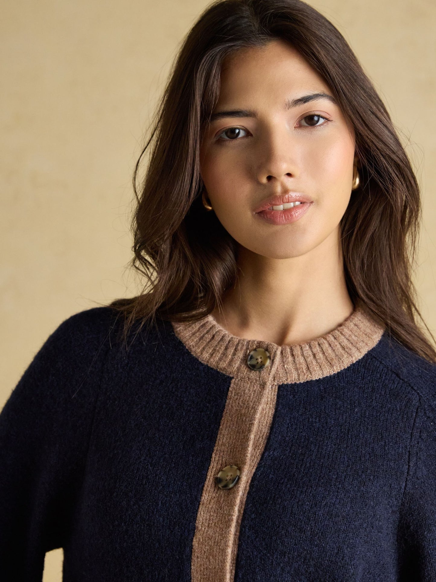Nora Navy/Tan Knitted Cardigan