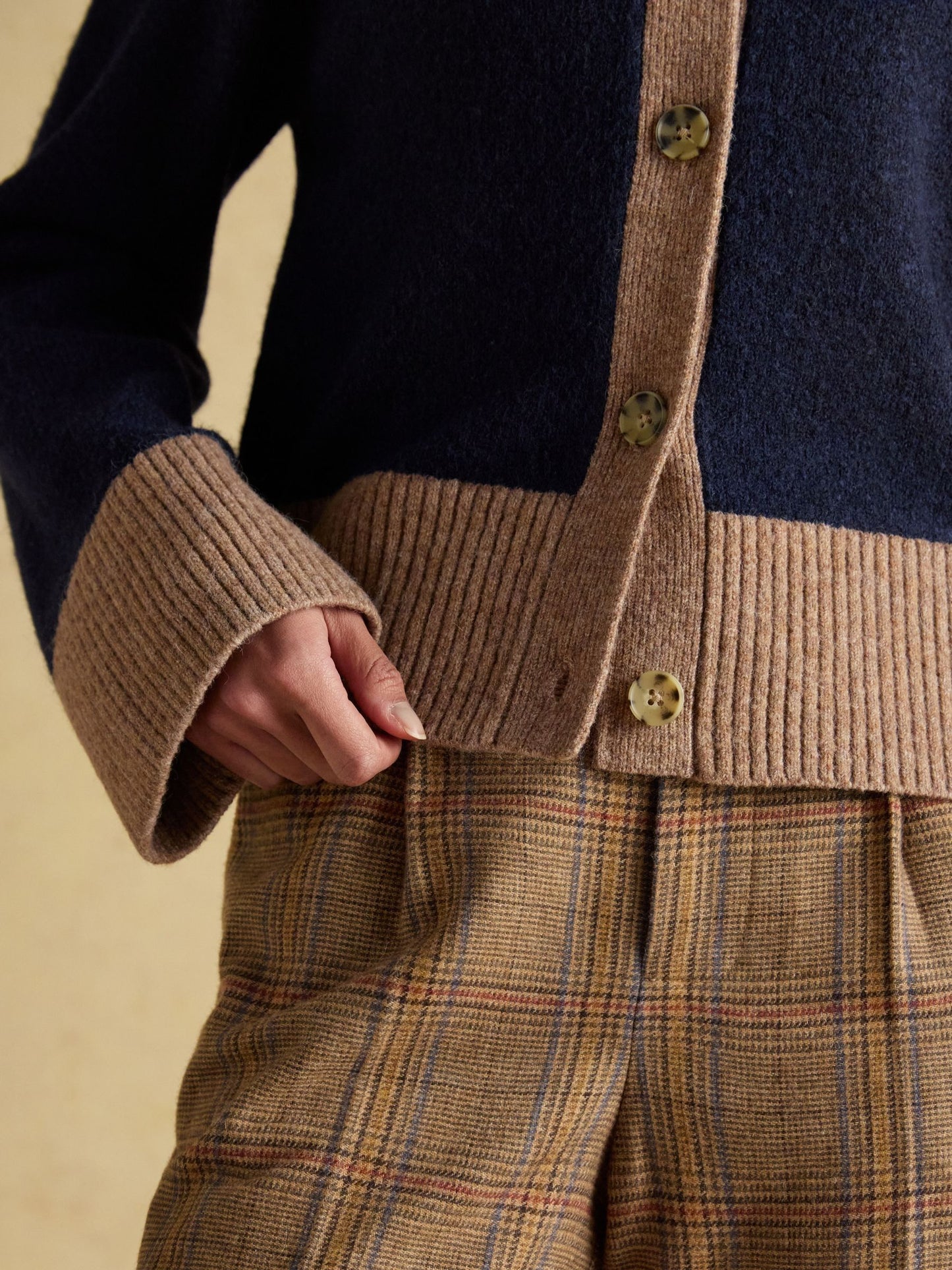 Nora Navy/Tan Knitted Cardigan