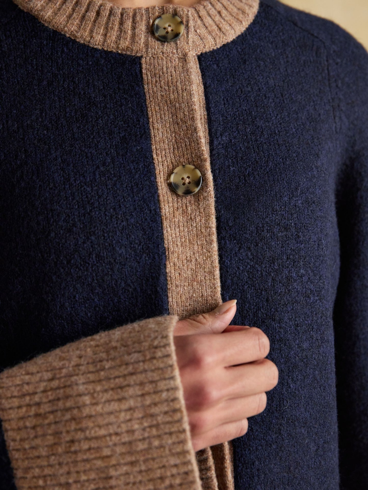 Nora Navy/Tan Knitted Cardigan