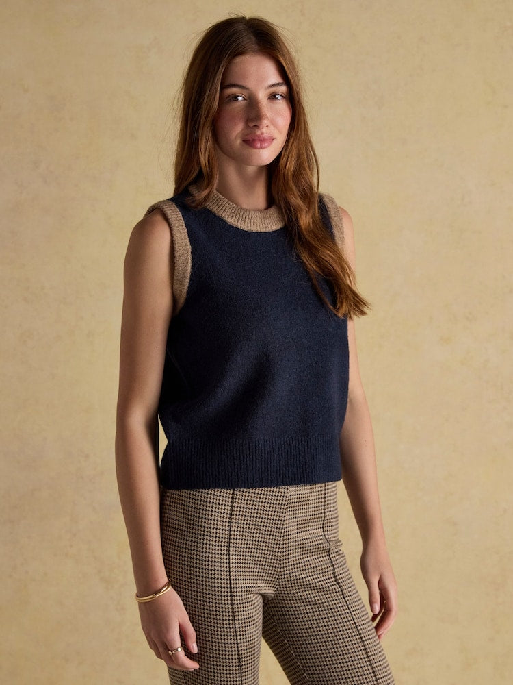 Holly Navy/Camel Knitted Vest