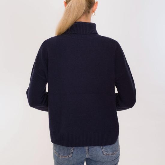 The Sophia Merino Wool Rollneck Jumper Navy