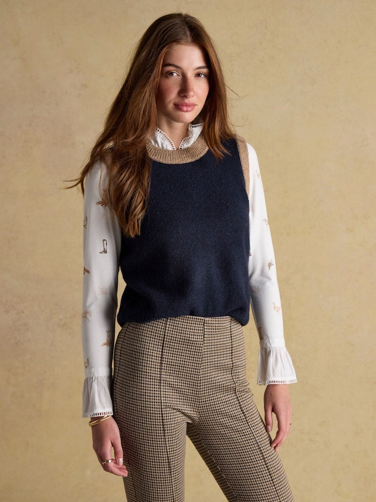 Holly Navy/Camel Knitted Vest