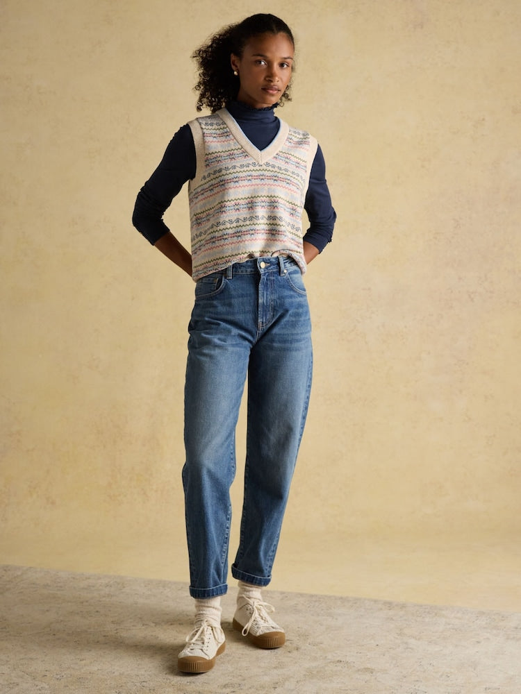 Amy Navy Long Sleeve High Neck Jersey Top
