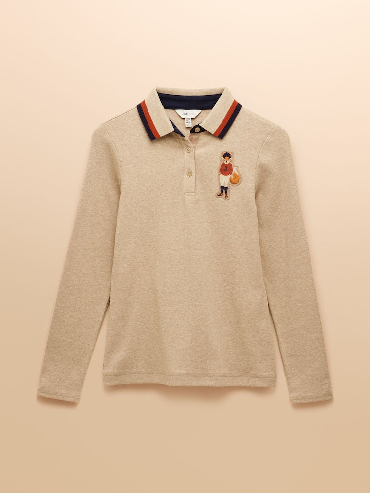 Fairfield Neutral Ribbed Long Sleeve Polo Shirt