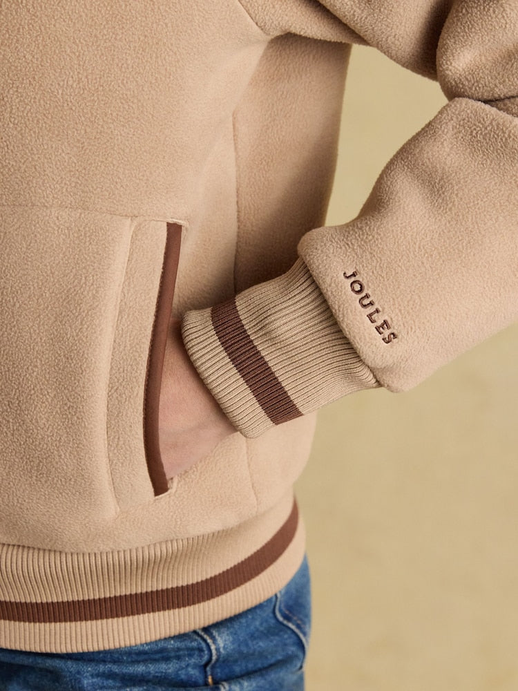 Margot Neutral Varsity Fleece Bomber Jacket