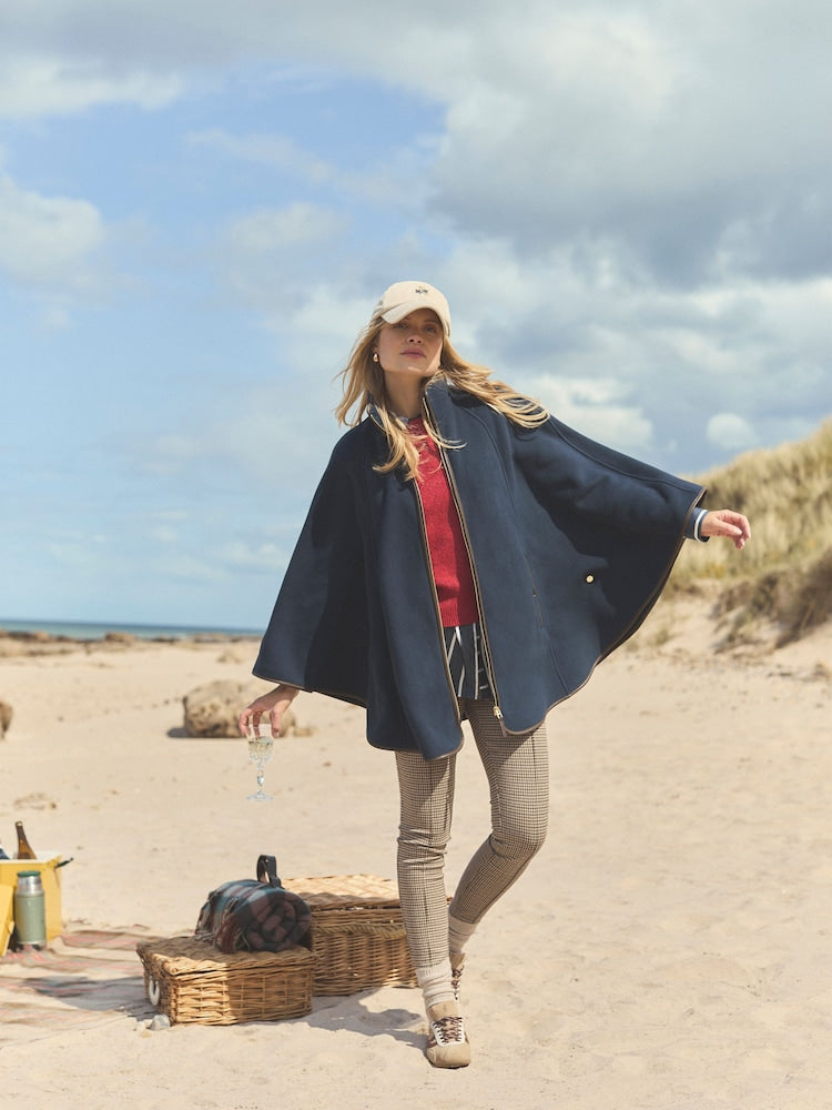 Heritage Navy Fleece Longline Cape