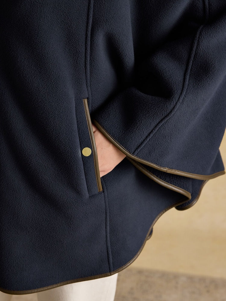 Heritage Navy Fleece Longline Cape